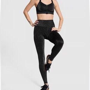 PINK Seamless Bling Leggings in Pure Black Bling